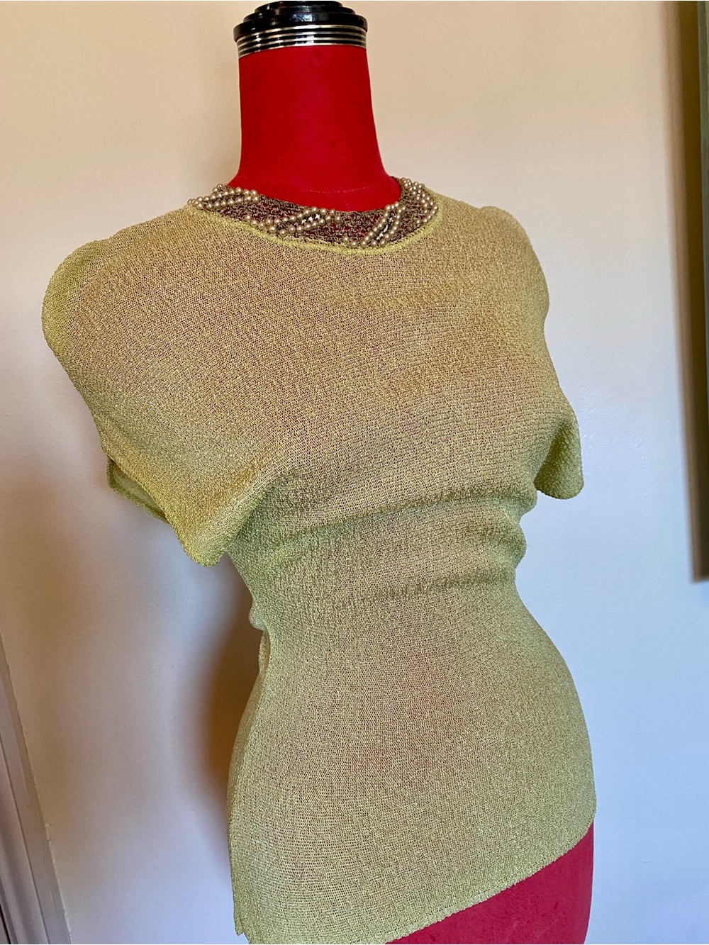 🌿Antique 1920s Chartreuse Knit Top - Picture 4 of 7